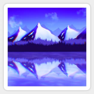 Blue Purple Mountains nature Landscape with chromatic aberration Sticker